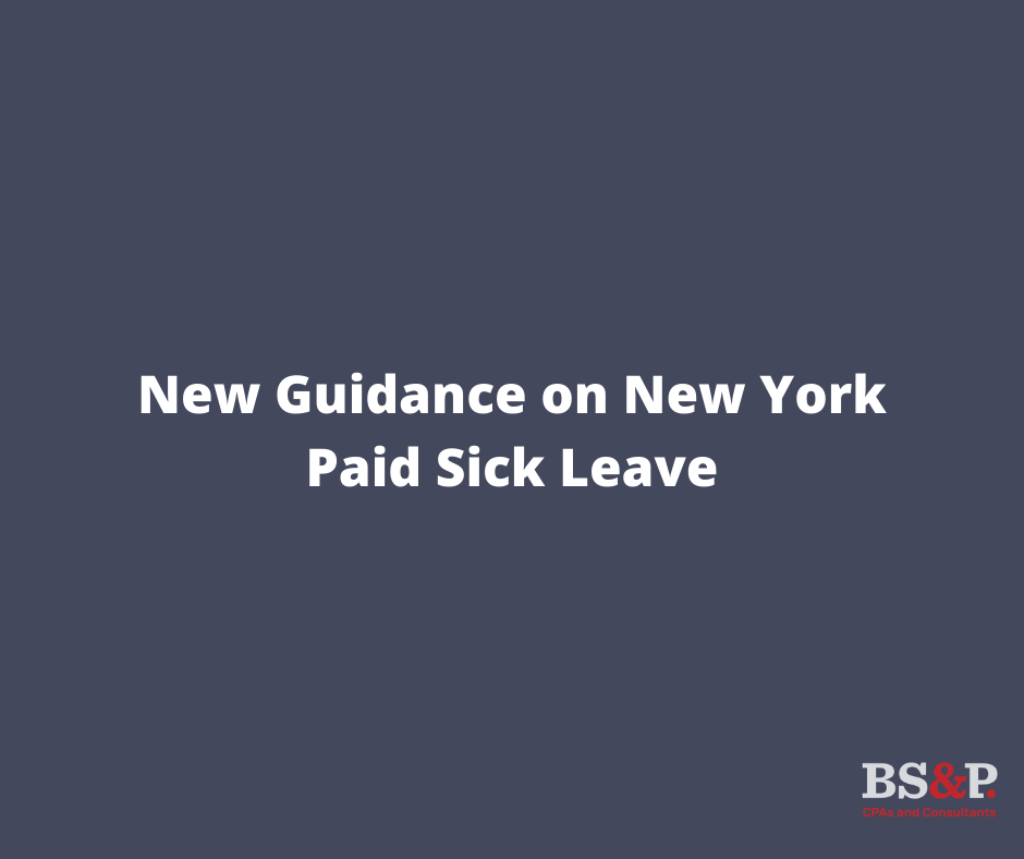 New Guidance On New York Paid Sick Leave Released | BS&P, CPA's, Buffalo